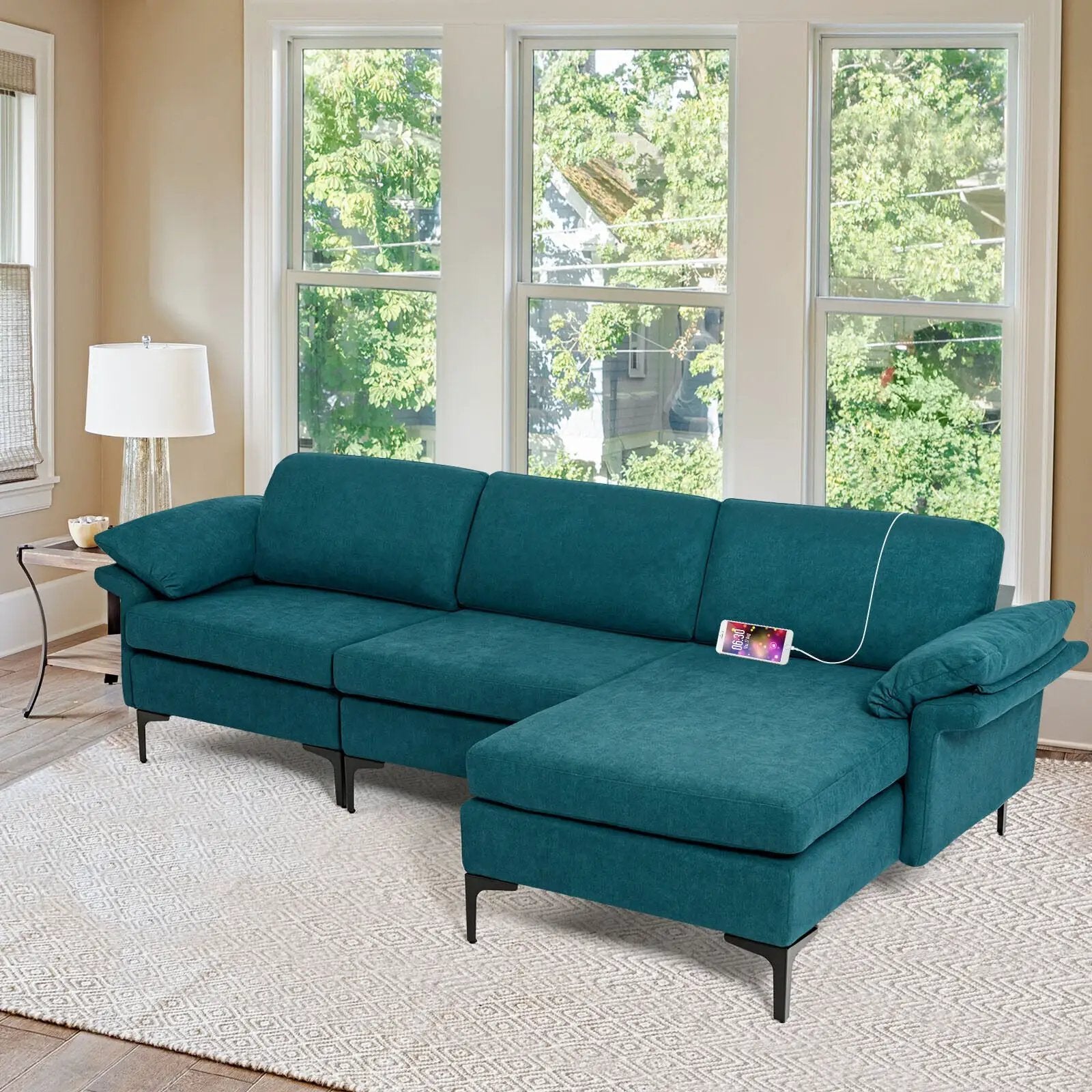 Extra Large Modular L-shaped Sectional Sofa with Reversible Chaise for 4-5 People by DirectDeals