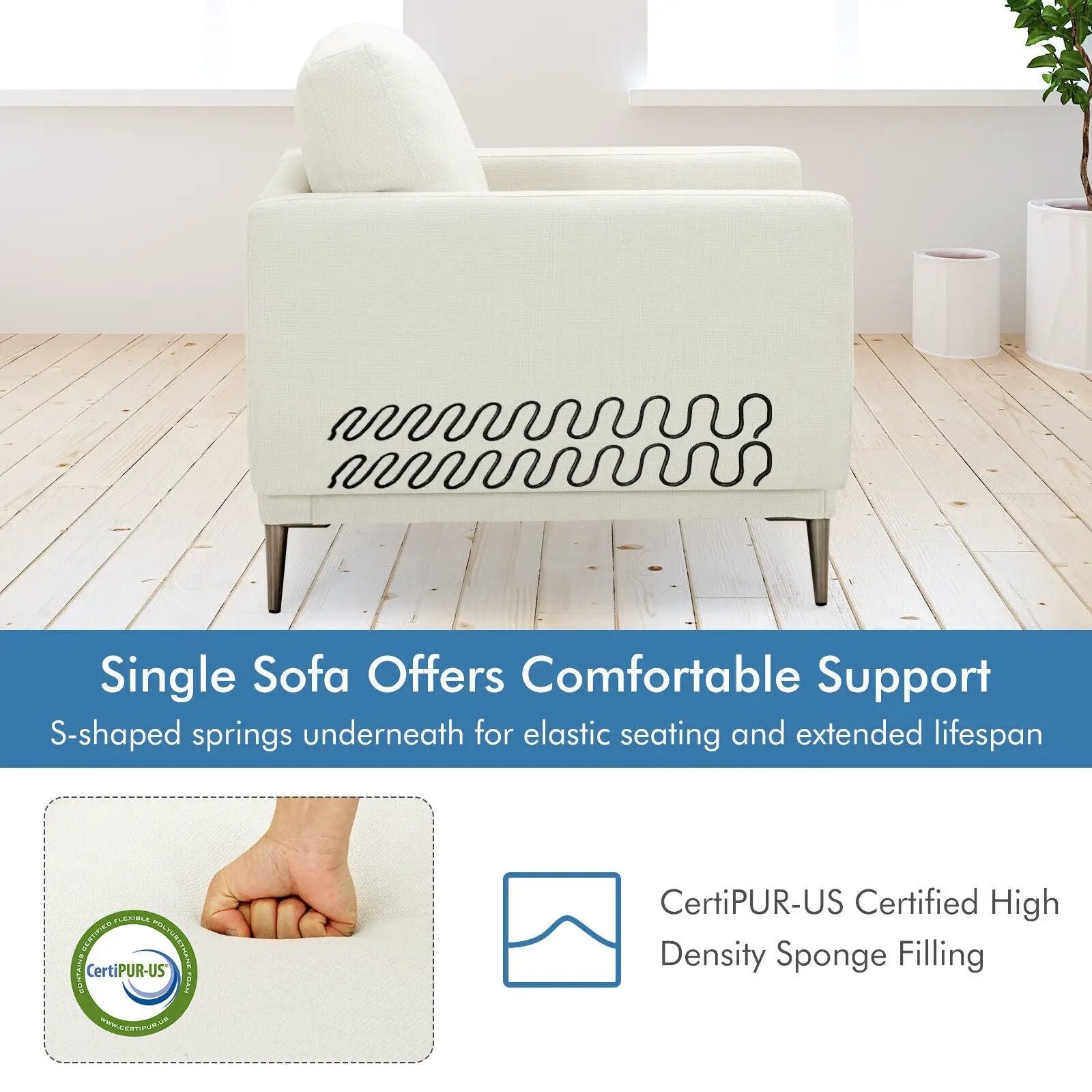 Modern Upholstered Accent Chair with Removable Backrest Cushion by DirectDeals