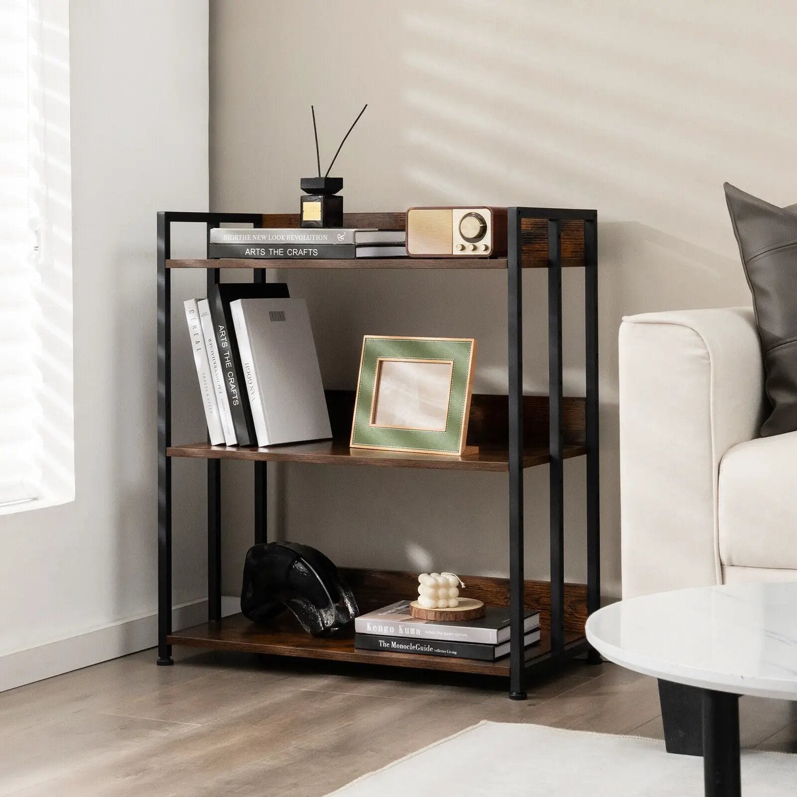 3/5-Tier Industrial Bookshelf Storage Shelf Display Rack with Adjustable Shelves by DirectDeals