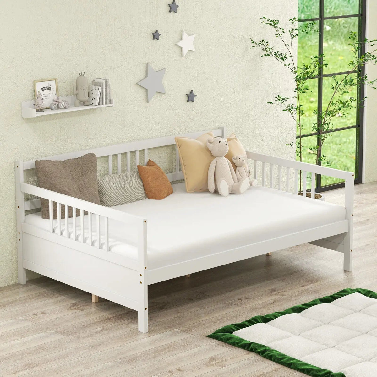 Classic Wooden Full Size Daybed Frame with Guardrails, photo 2 of 9