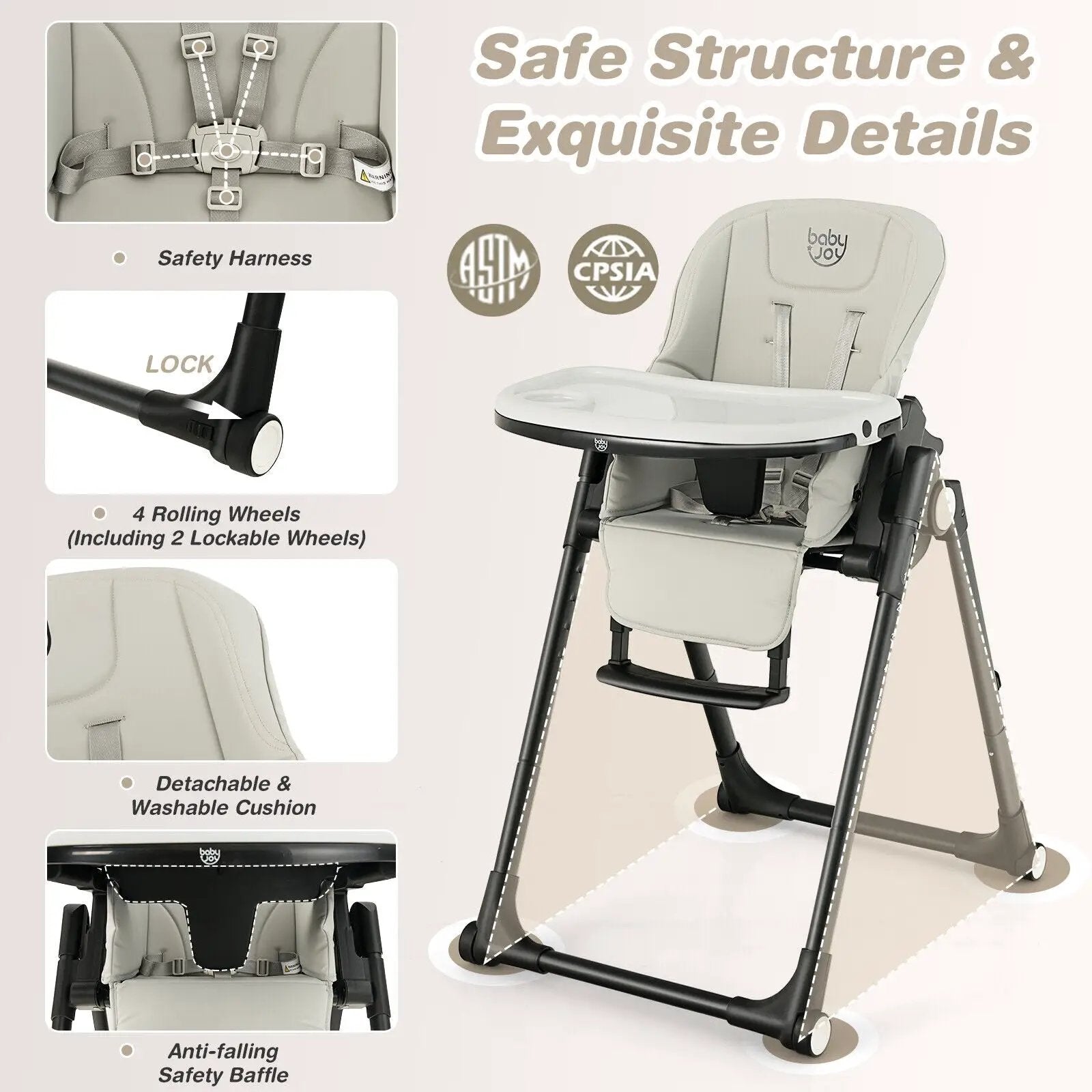 4-in-1 Baby High Chair with 6 Adjustable Heights by DirectDeals