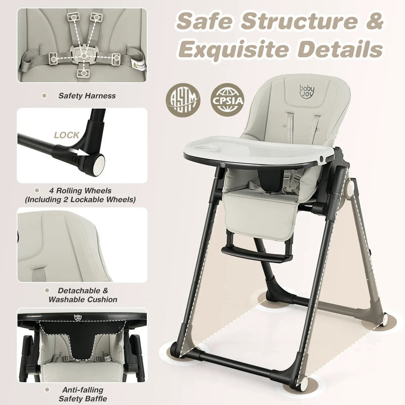 4-in-1 Baby High Chair with 6 Adjustable Heights by DirectDeals