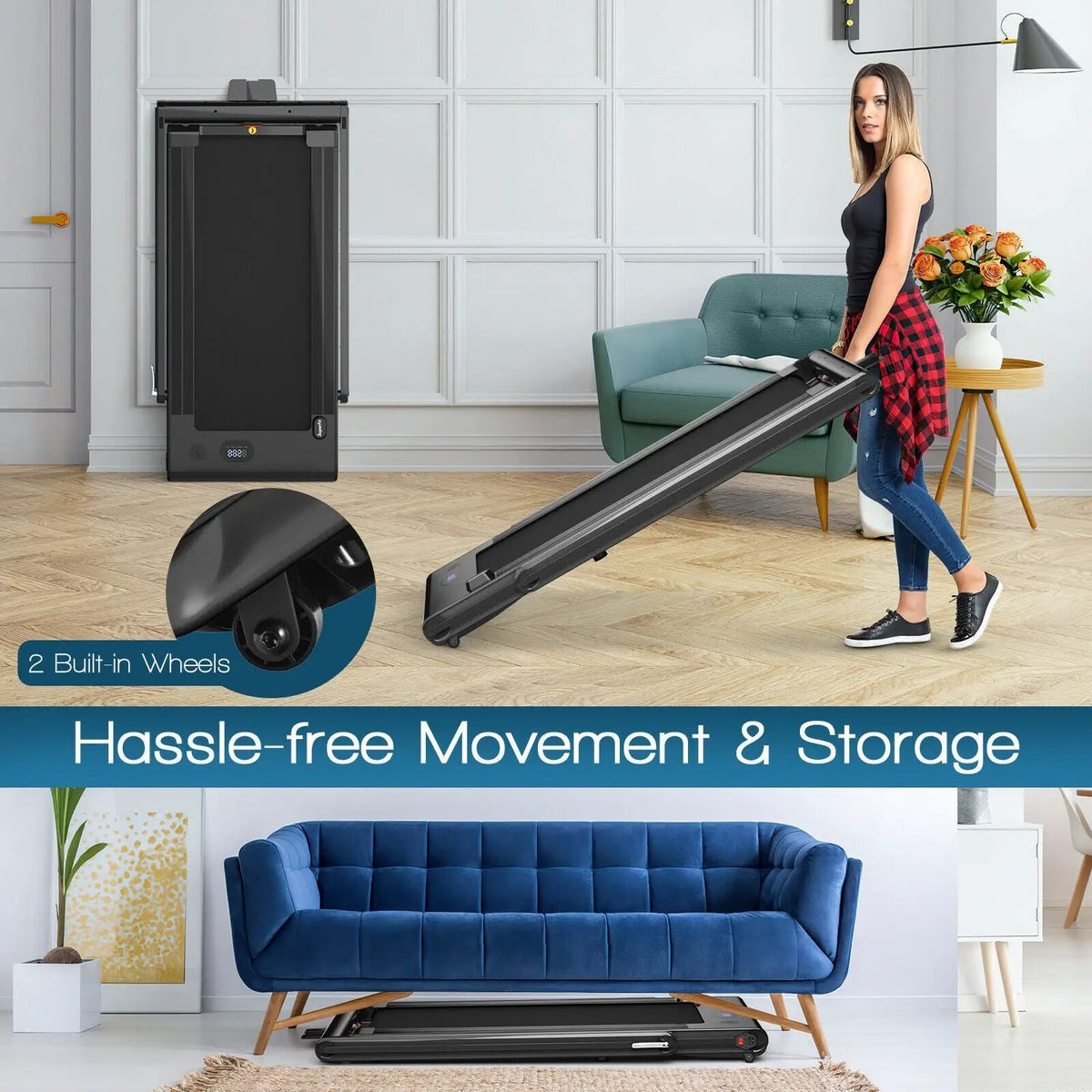 2-in-1 Folding Treadmill with Dual LED Display, photo 8 of 11
