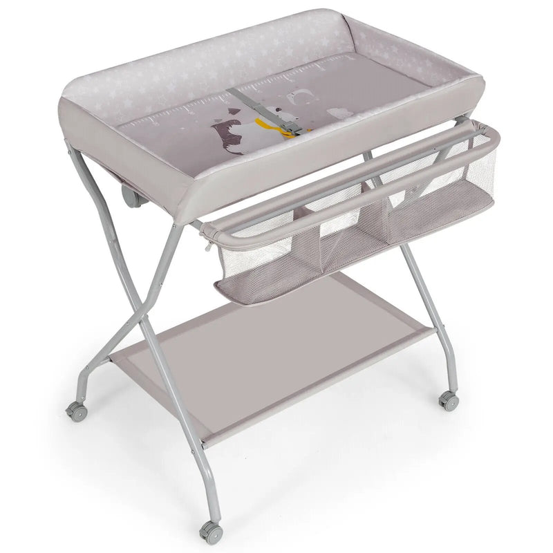 Baby Changing Table with Safety Belt and 4-side Defence-Gray by DirectDeals