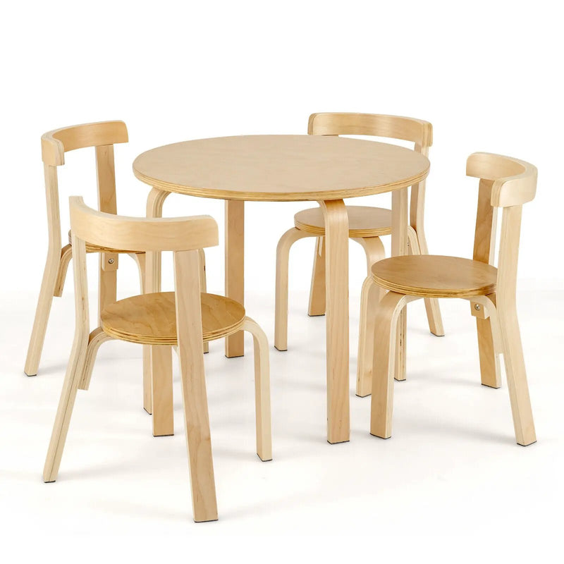 5-Piece Kids Wooden Curved Back Activity Table and Chair Set with by DirectDeals