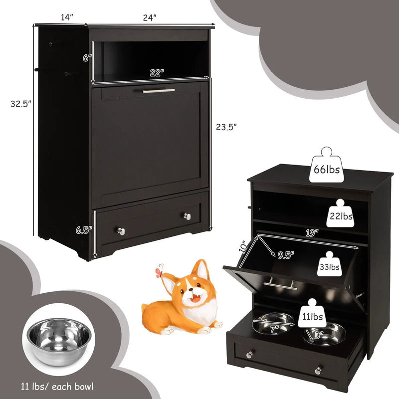 Pet Feeder Station with Stainless Steel Bowl by DirectDeals