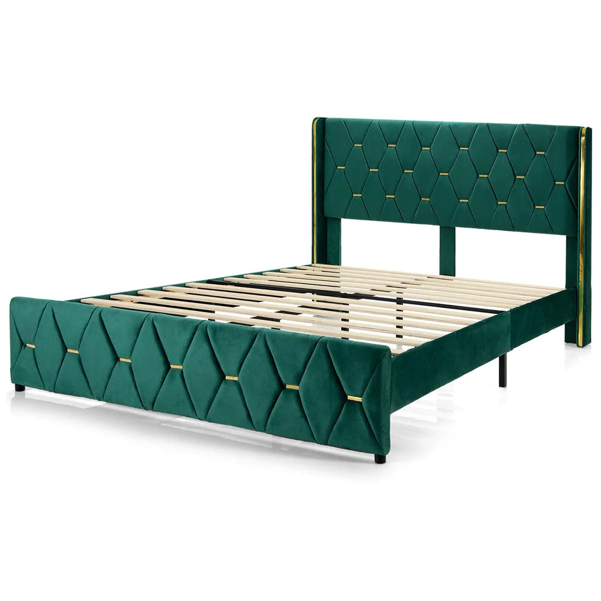 Queen/Full Size Upholstered Platform Bed Frame with Adjustable Headboard, photo 4 of 9