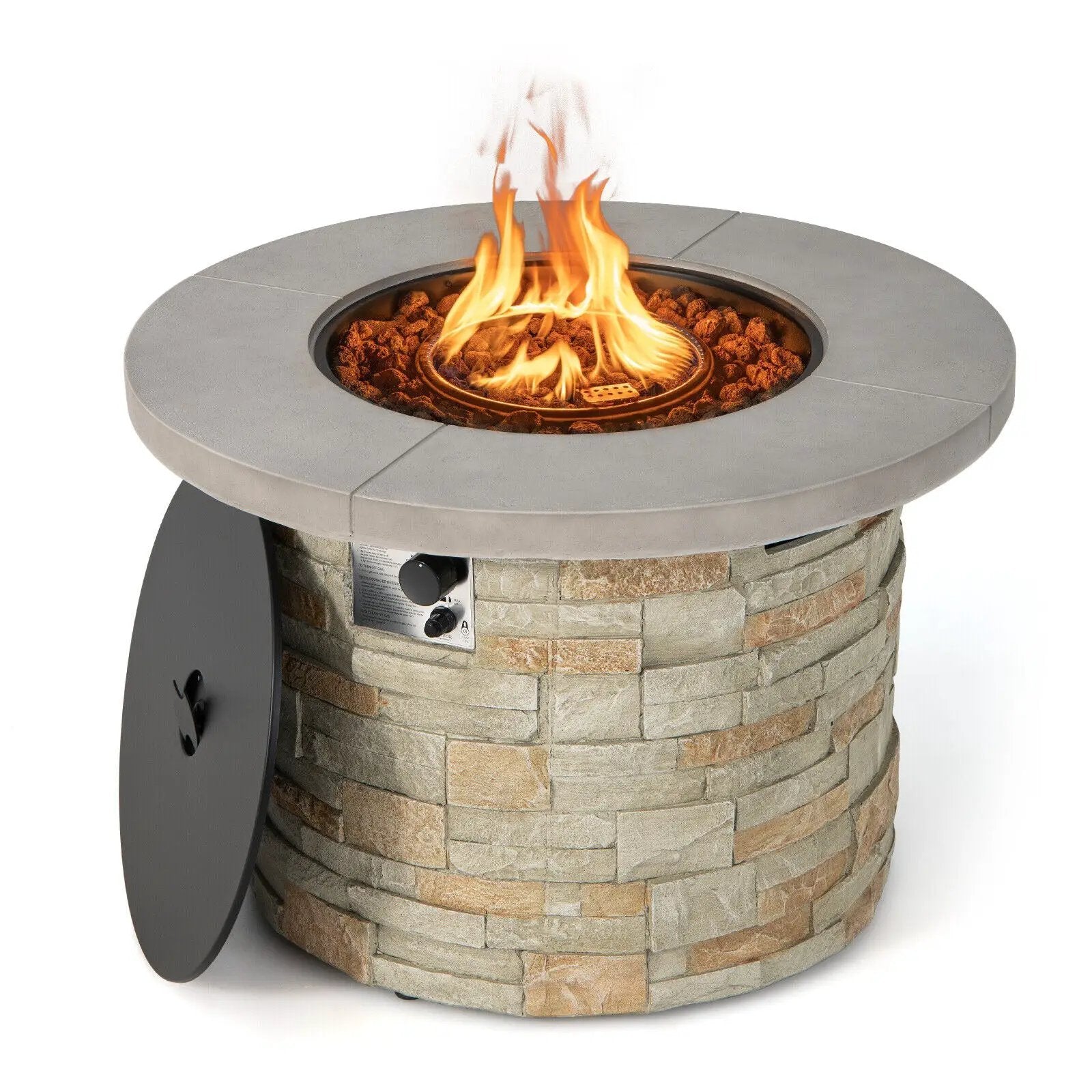 36 Inch Propane Gas Fire Pit Table with Lava Rock and PVC cover-Gray by DirectDeals