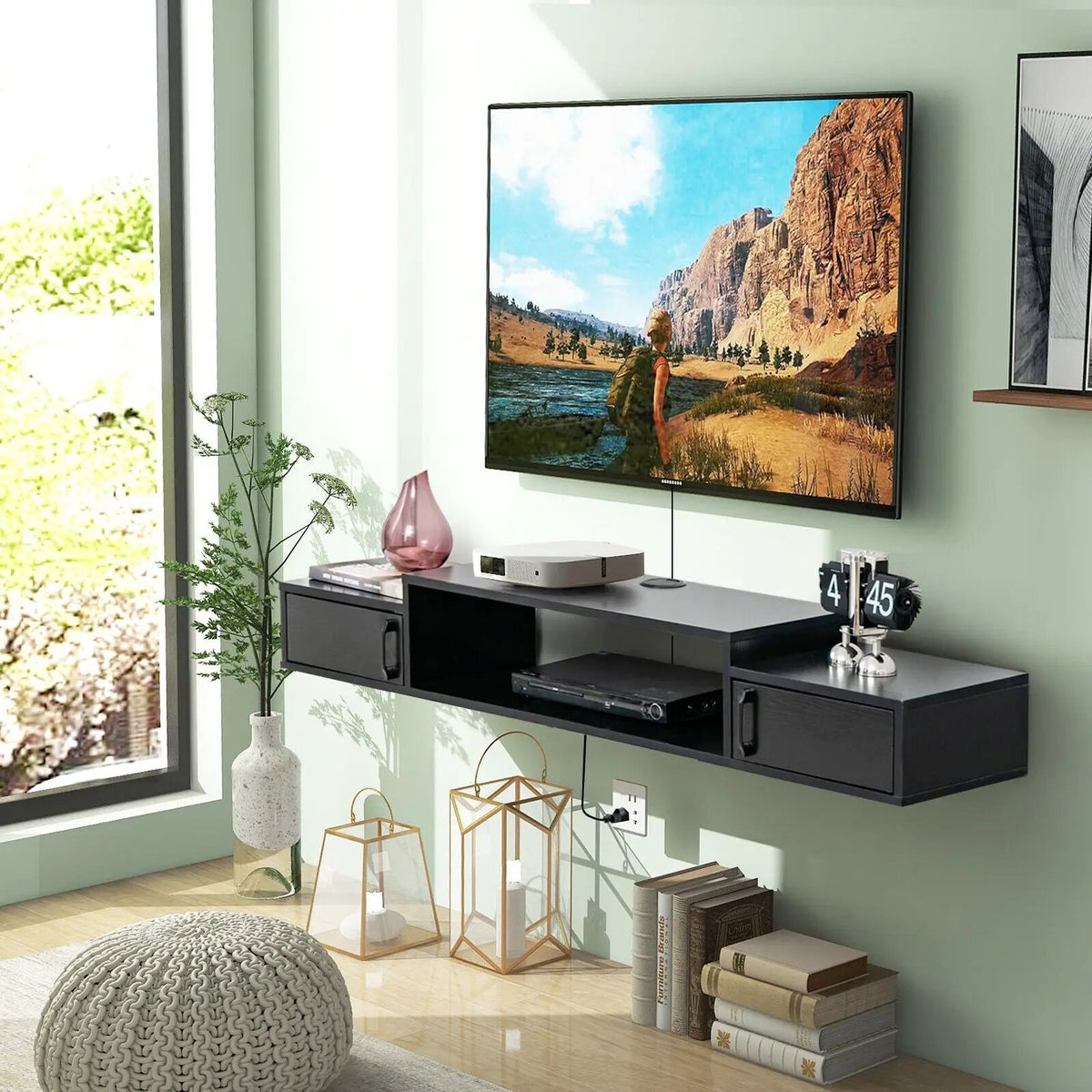 55 Inches Floating TV Stand with Power Outlet, photo 2 of 16