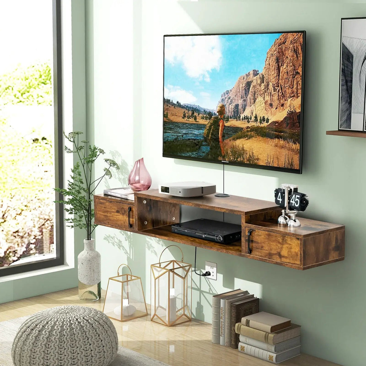 55 Inches Floating TV Stand with Power Outlet, photo 3 of 16