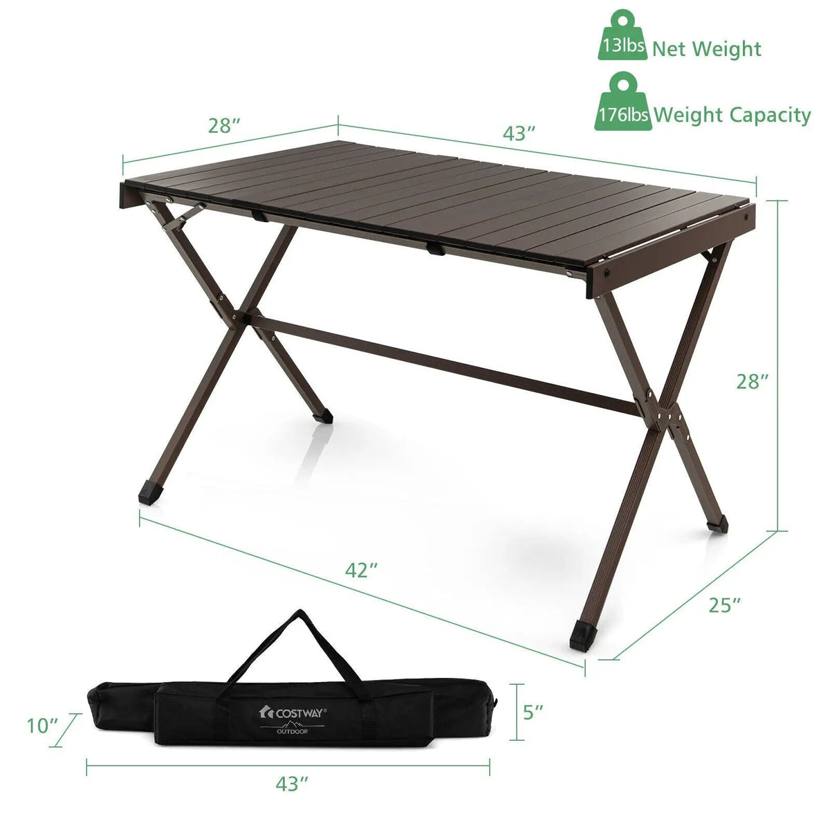 4-6 Person Portable Aluminum Camping Table with Carrying Bag, photo 5 of 7