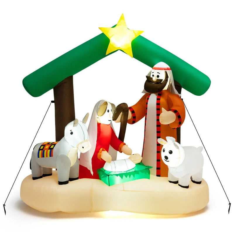 6.7 Feet Christmas Inflatable Nativity Scene with LED Lights by DirectDeals