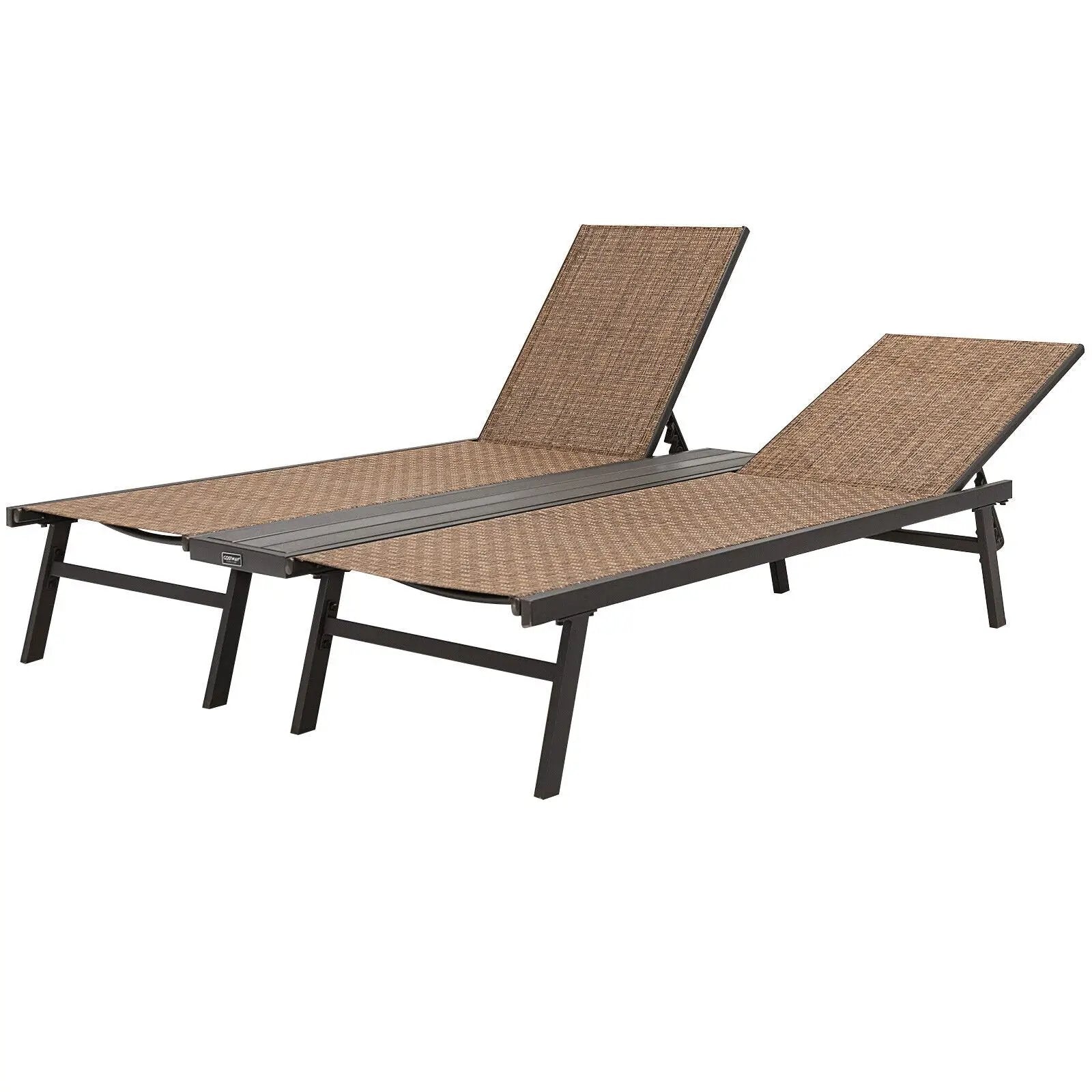2-Person Patio Chaise Lounge with Middle Panel-Brown by DirectDeals