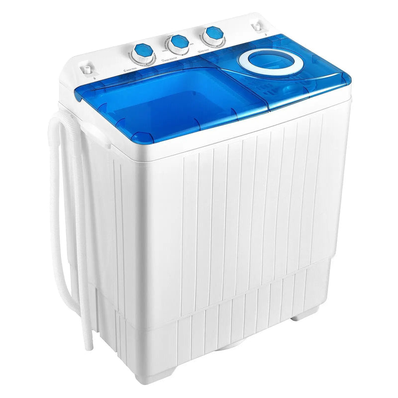 26 LBS Twin Tub Portable Washing Machine with Built-In Drain Pump-Gray by DirectDeals