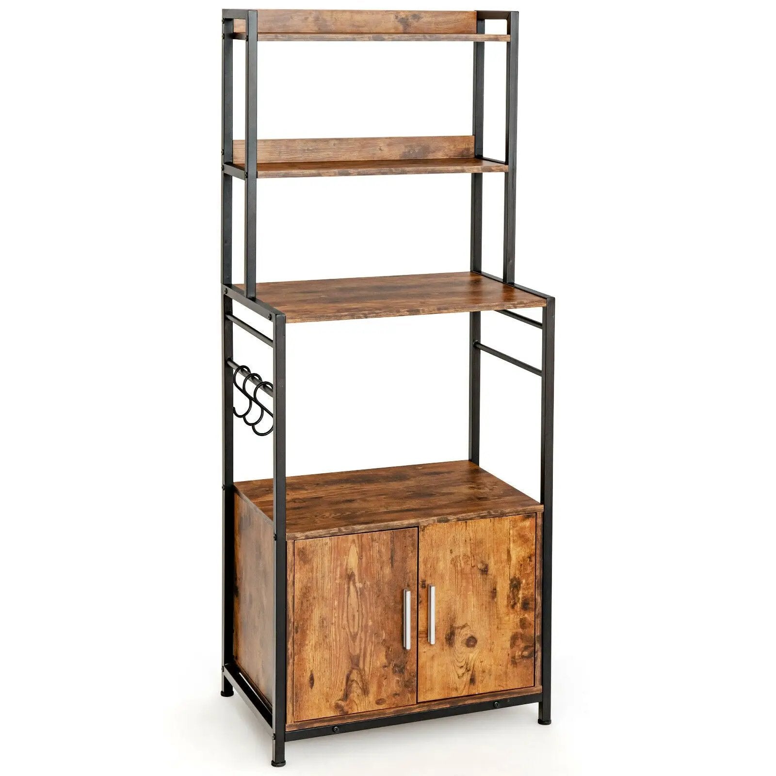 4-Tier Industrial Kitchen Bakers Rack Microwave Oven Stand-Brown by DirectDeals