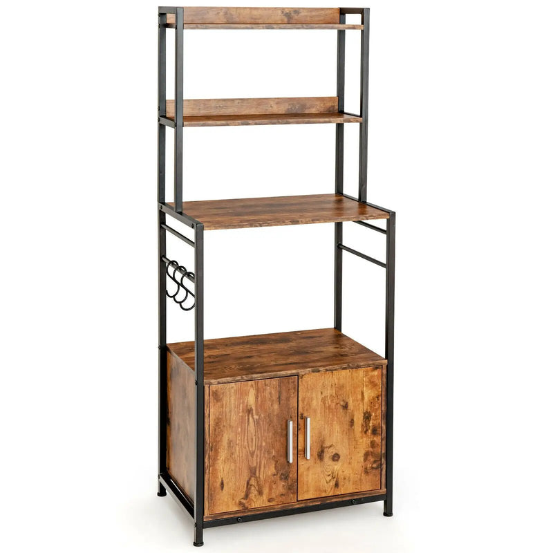 4-Tier Industrial Kitchen Bakers Rack Microwave Oven Stand-Brown by DirectDeals