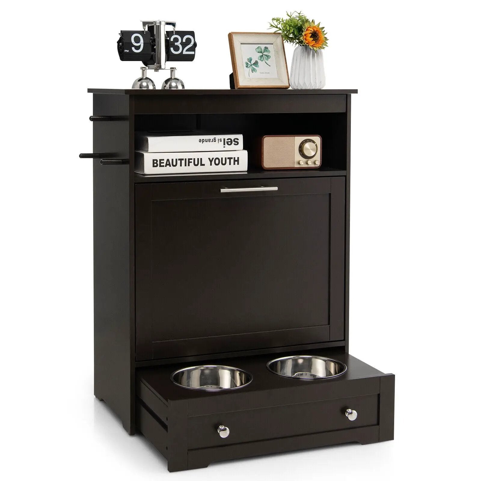 Pet Feeder Station with Stainless Steel Bowl by DirectDeals