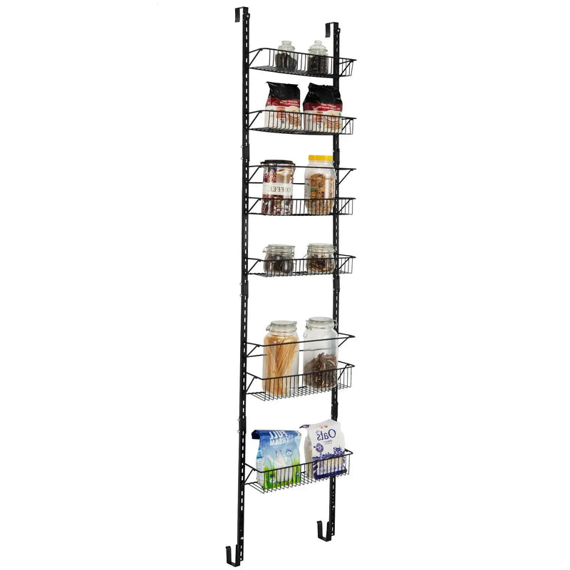Over the Door Pantry Organizer Rack with Adjustable Door Hook and 6 Basket by DirectDeals