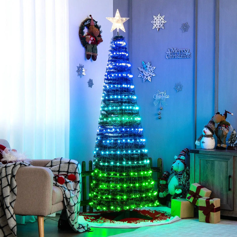 6.2 Feet Pop-up Lighted Christmas Tree with 282 RGB LED Lights-Green by DirectDeals