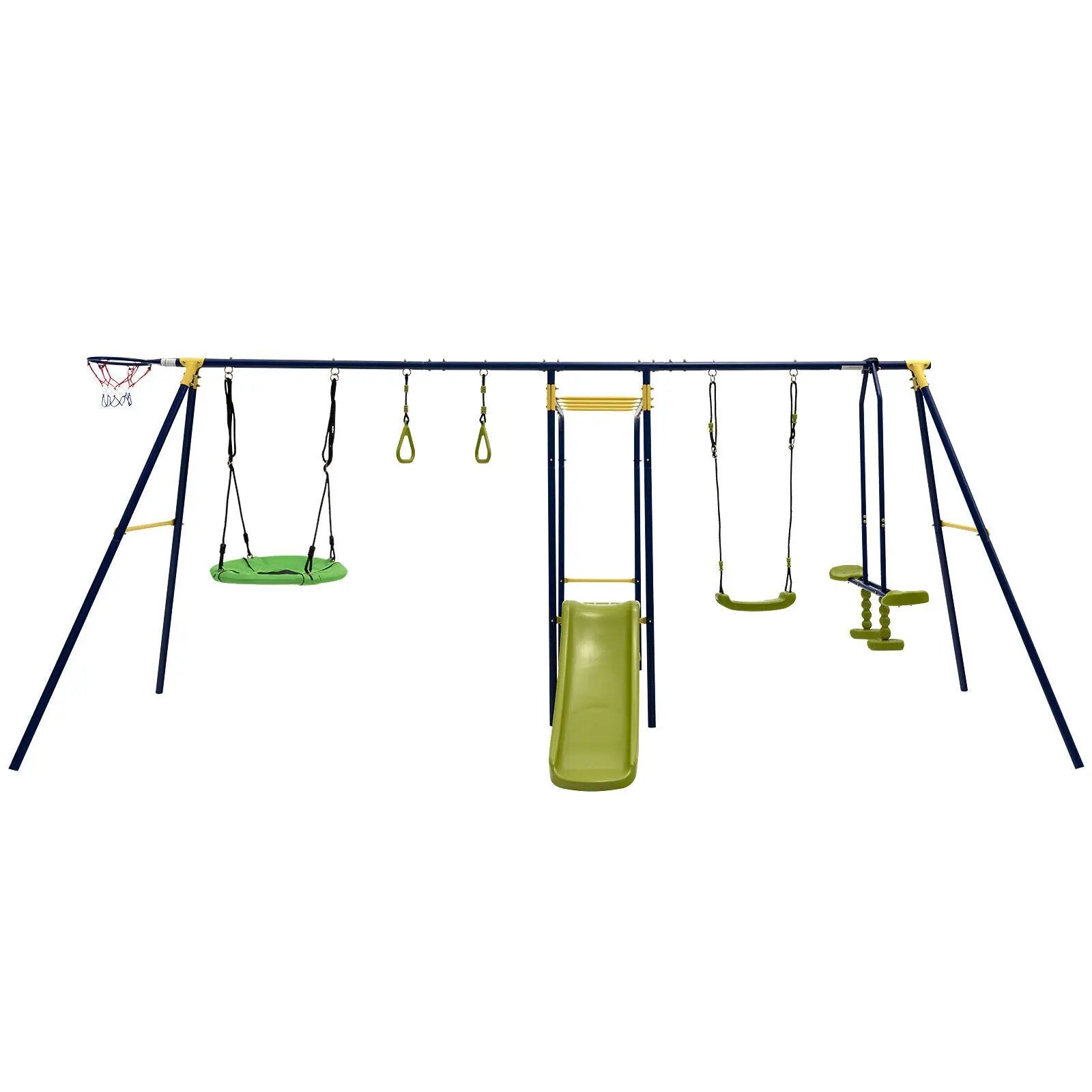 7-in-1 Stable A-shaped Outdoor Swing Set for Backyard by DirectDeals