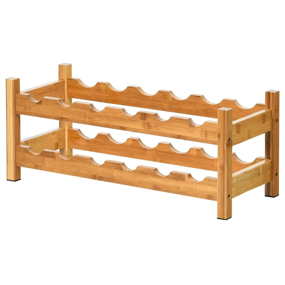 2-Tier 12 Bottles Bamboo Storage Shelf Wine Rack, photo 6 of 16