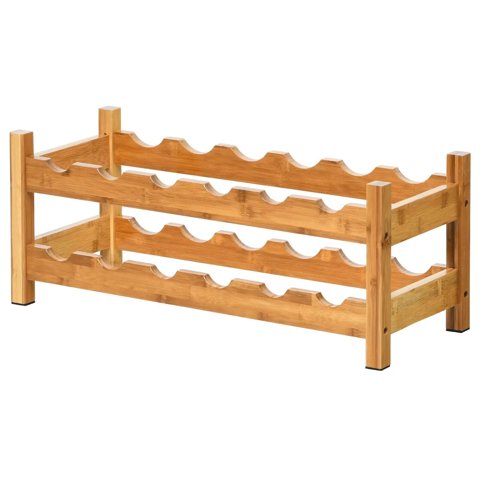 2-Tier 12 Bottles Bamboo Storage Shelf Wine Rack by DirectDeals