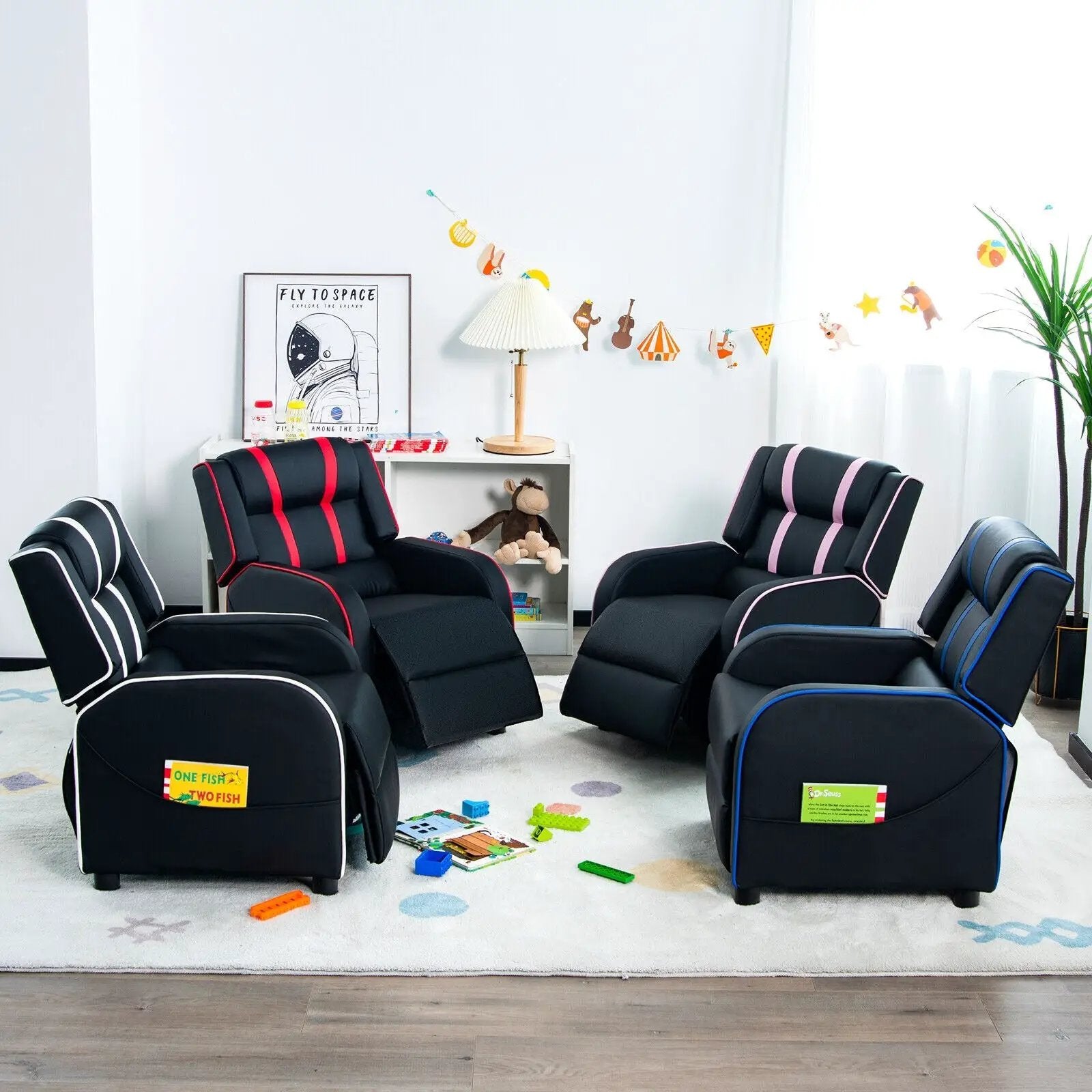 Kids Recliner Chair with Side Pockets and Footrest by DirectDeals