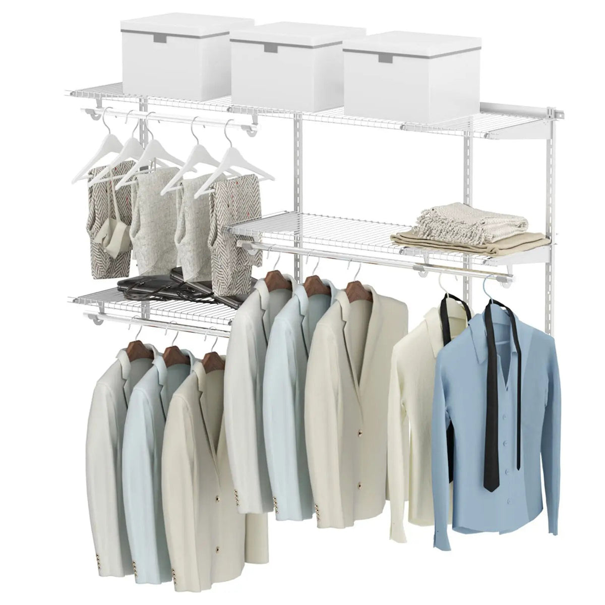 Custom Closet Organizer Kit 3 to 5 Feet Wall-Mounted Closet System with Hang Rod, photo 15 of 16