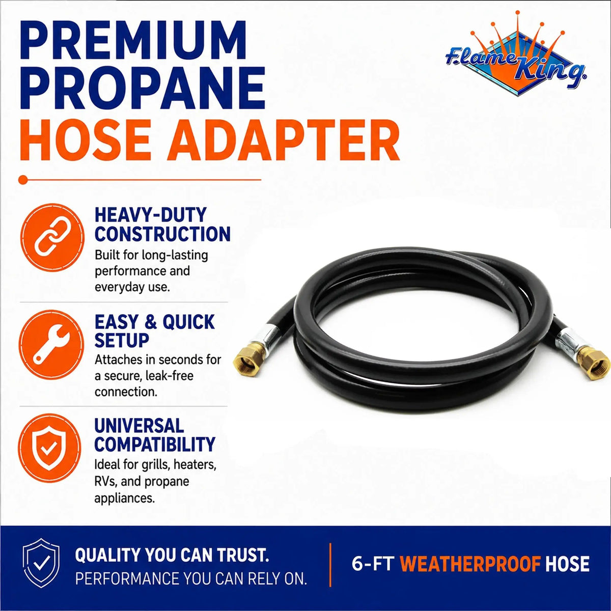 Flame King Thermo Rubber RV Slide Out Hose Assembly, 72 Inch, 3/8 Inch ID, Female to Female by Flame King Products