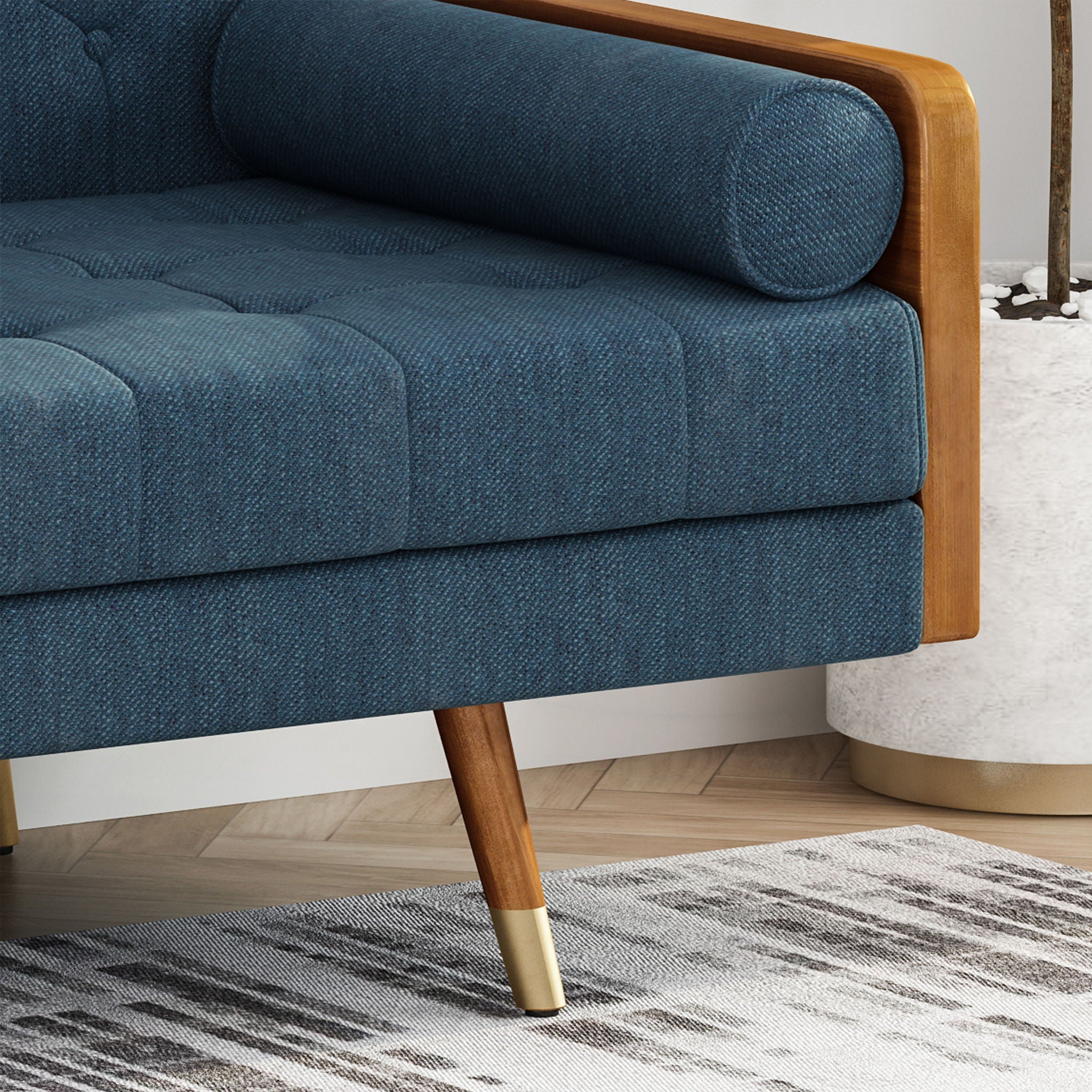 Aidan Mid Century Modern Tufted Fabric Sofa by HouseOfZazla
