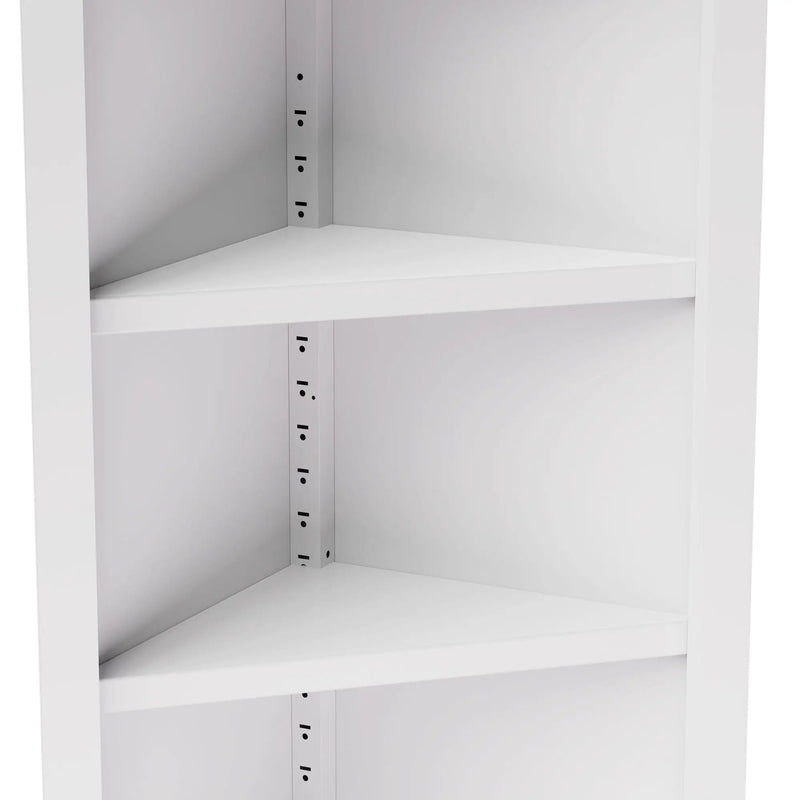 Tall Corner Storage Cabinet With 2 Doors, 5-Tier With Adjustable Shelves, Freestanding - White by HouseOfZazla