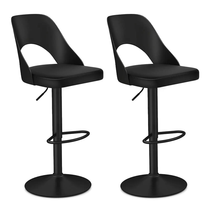 Bar Stools Set of 2 with Enlarged PU Leather Seat and Footrest by DirectDeals