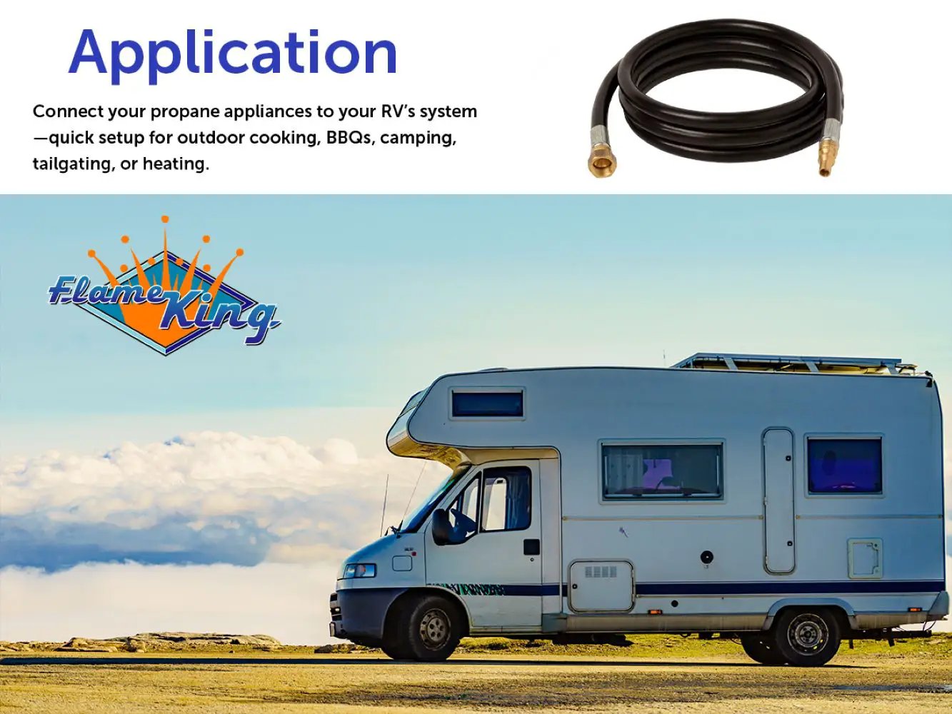 Flame King RV, Van, Trailer Low Pressure Quick Connect 72 Inch, 3/8 Inch ID Female SAE Gas Flare Fitting by Flame King Products