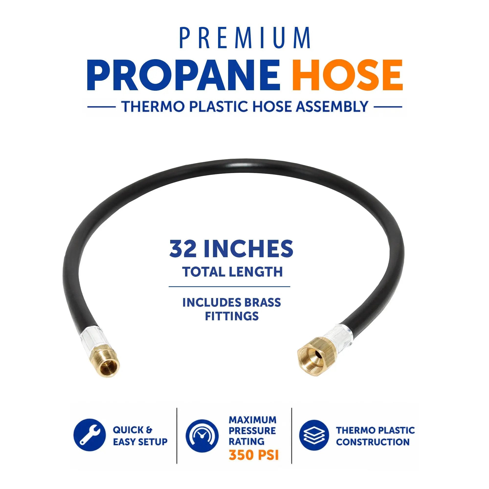 Flame King Thermo Plastic Hose Assembly for LP and Natural Gas, 32 Inch, 3/8 Inch by Flame King Products