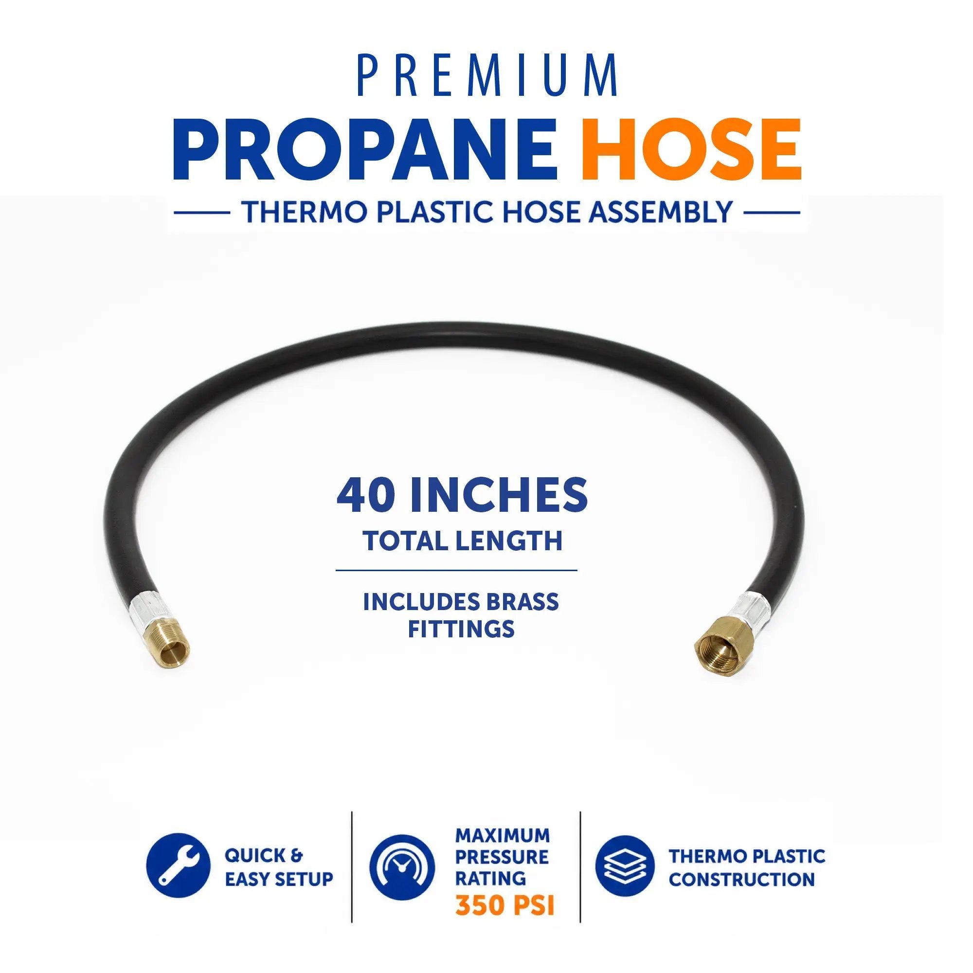 Flame King Thermo Plastic Hose Assembly for LP and Natural Gas, 40 Inch, 3/8 Inch by Flame King Products
