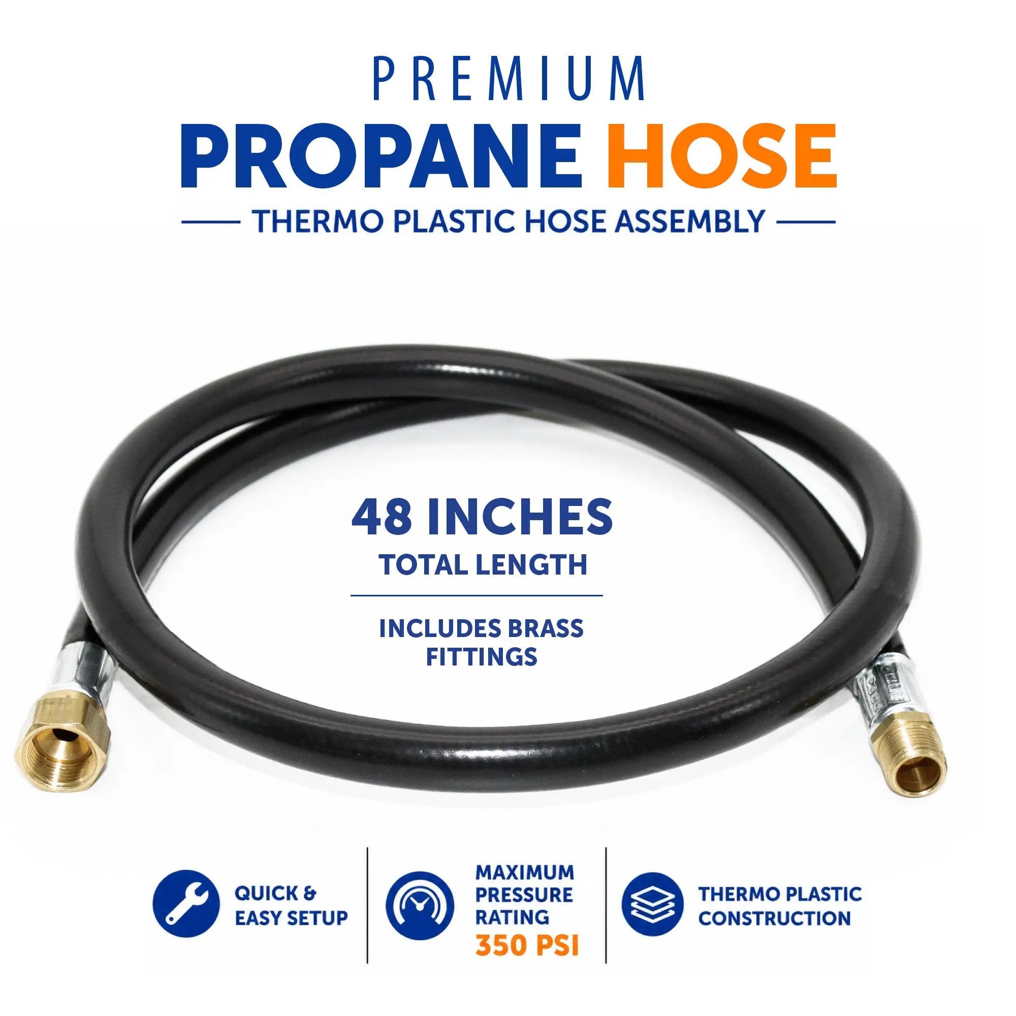 Flame King Thermo Plastic Hose Assembly for LP and Natural Gas, 48 Inch, 3/8 Inch by Flame King Products
