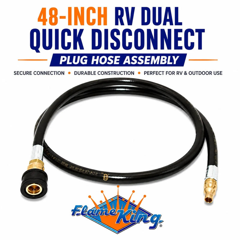Flame King RV, Van, Trailer, Dual Quick Connect Hose, LP Gas Only, 48 inch, 1/4 inch by Flame King Products