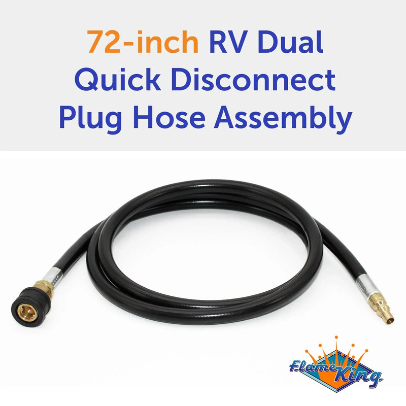 Flame King RV, Van, Trailer, Dual Quick Connect Hose, LP Gas Only, 72 Inch, 1/4 Inch by Flame King Products