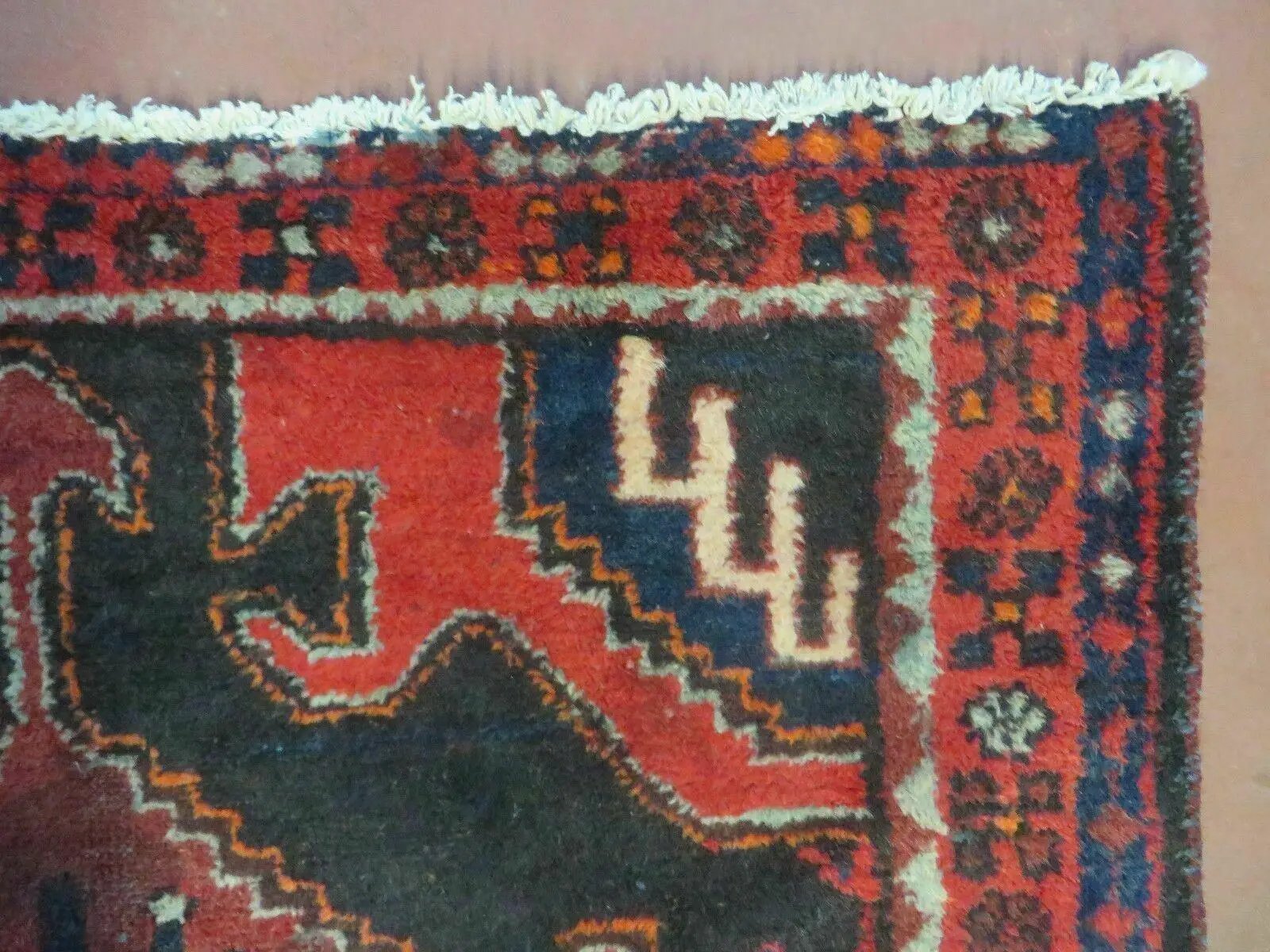 4' X 8' Antique Handmade India Geometric Oriental Tribal Wool Rug Red # 603 by Jewel Rugs