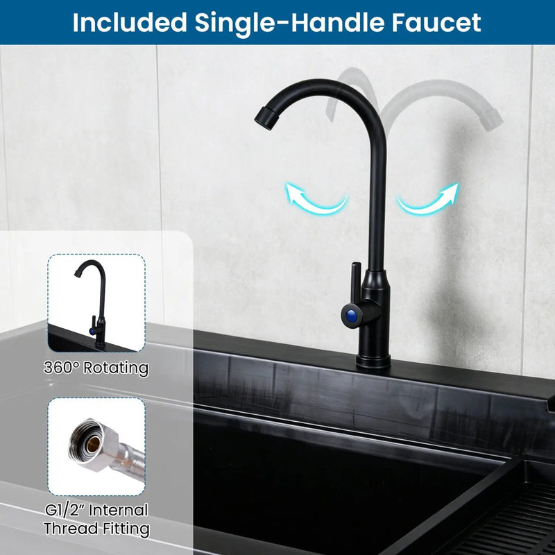 100L Utility Sink with Rotating Faucet and Storage Shelf by DirectDeals