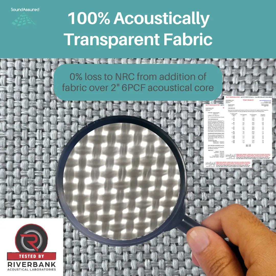 Fire Treated Acoustic Fabric - SoundAssured Dual Layer Acoustical Fabric (100% Acoustic Transparency), photo 4 of 30