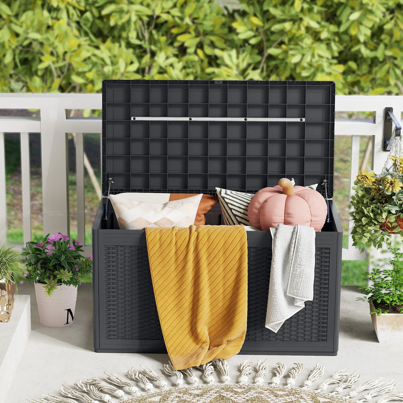100 Gallon Resin Deck Box Outdoor Waterproof Storage Bench by DirectDeals