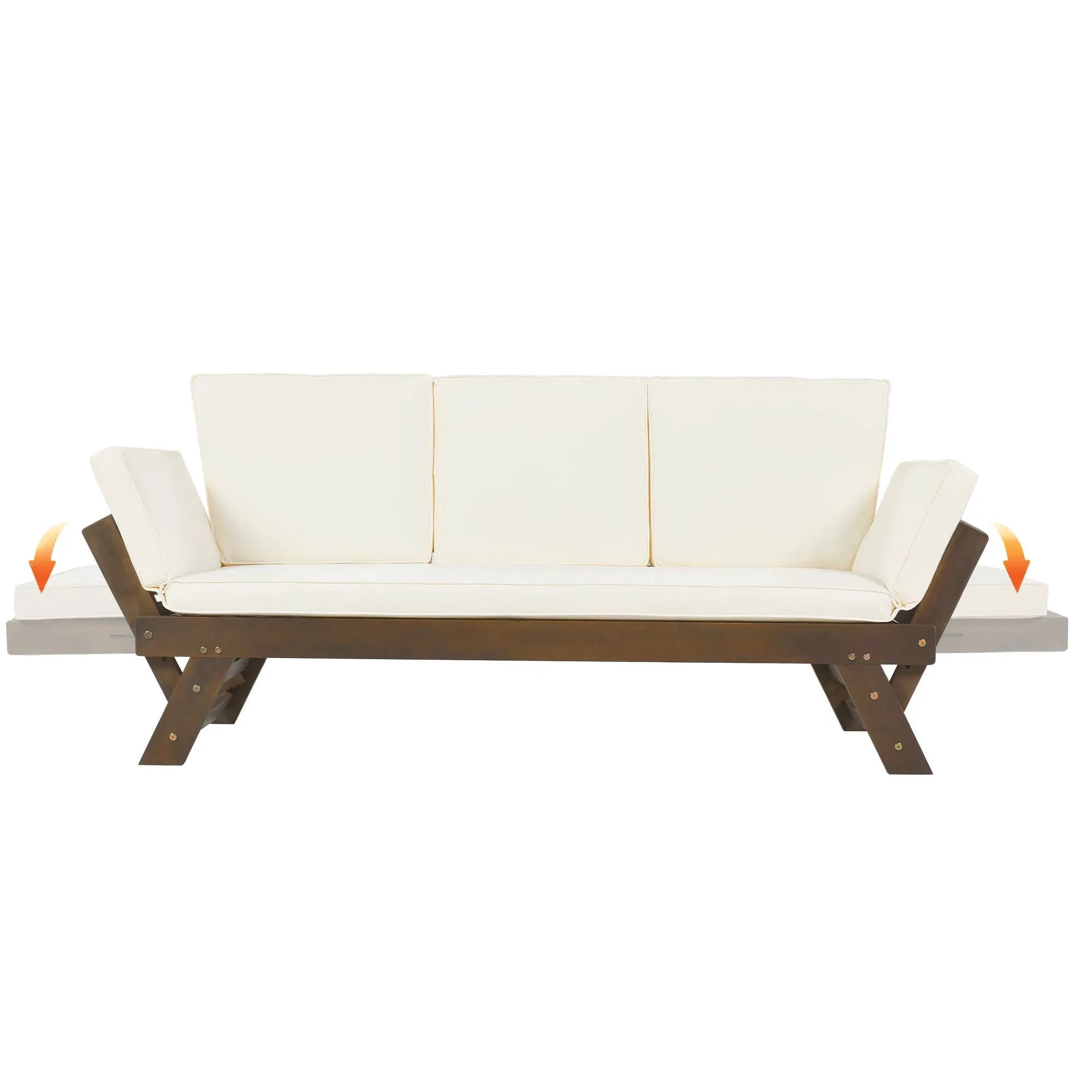 TOPMAX Outdoor Adjustable Patio Wooden Daybed Sofa Chaise Lounge by HouseOfZazla