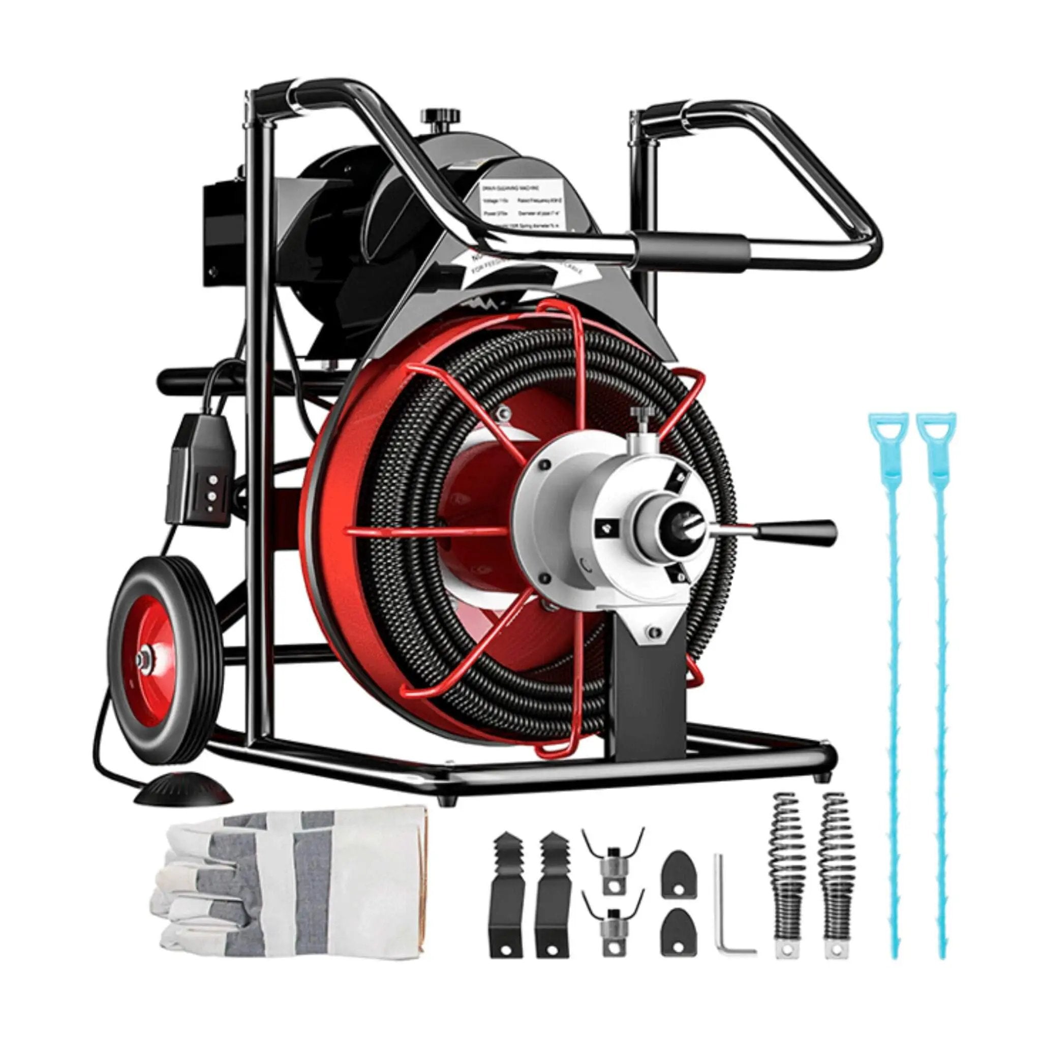 [100FTX3/8"] Electric Sewer Drain Cleaner Snake Clog Machine W/ Cutter (SAK53785) by SAKSBY WHOLESALE