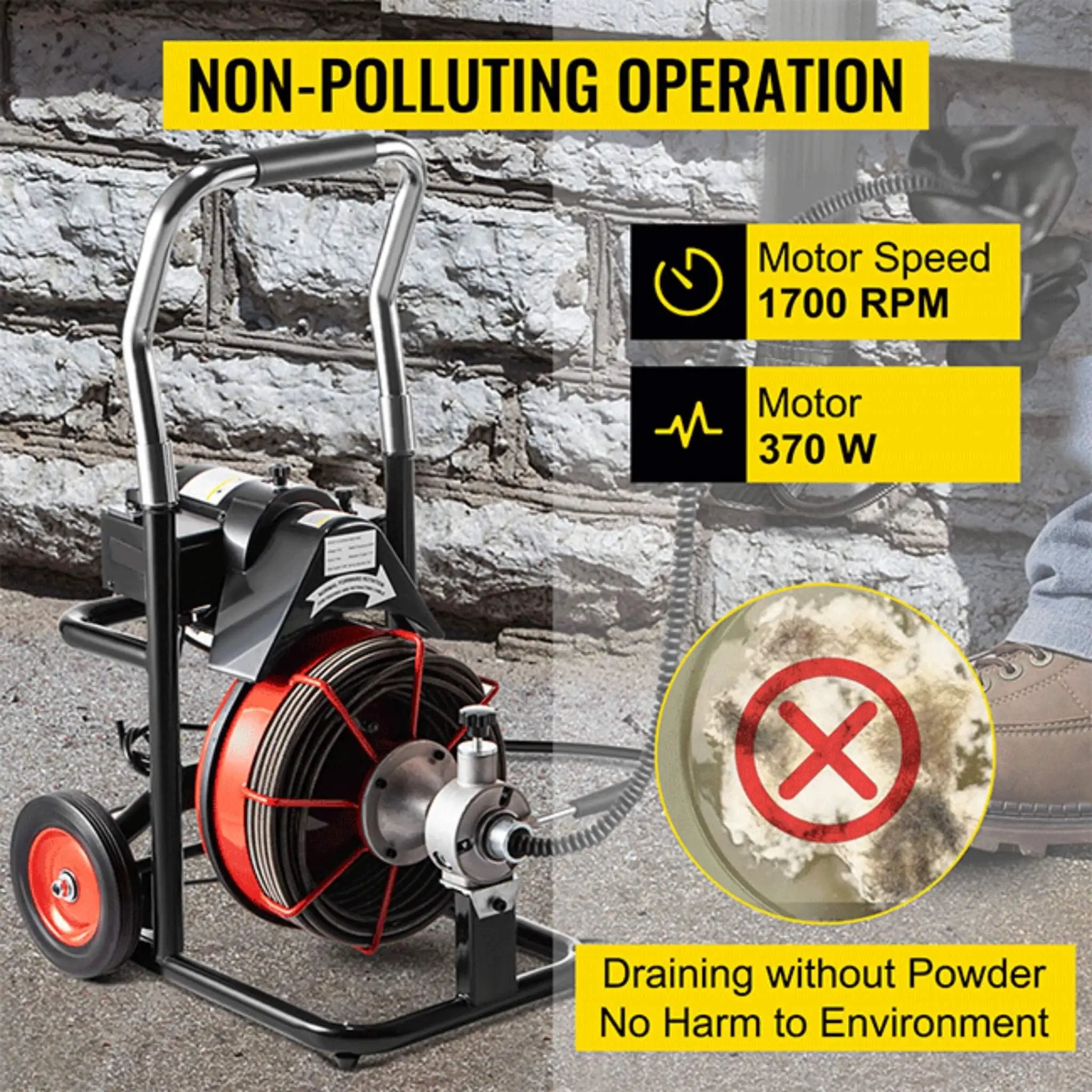 [100FTX3/8"] Electric Sewer Drain Cleaner Snake Clog Machine W/ Cutter (SAK53785) by SAKSBY WHOLESALE