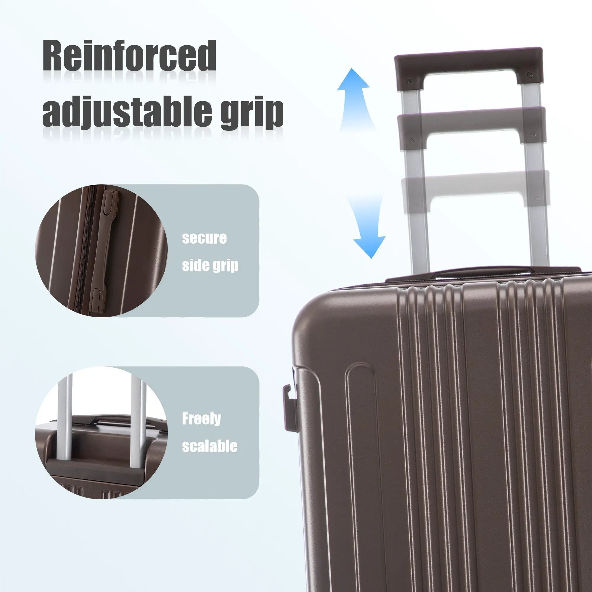 3 Piece ABS Spinner Wheel Luggage Set (Brown) by HouseOfZazla