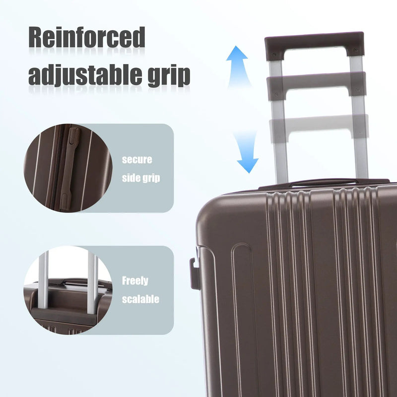 3 Piece ABS Spinner Wheel Luggage Set (Brown) by HouseOfZazla