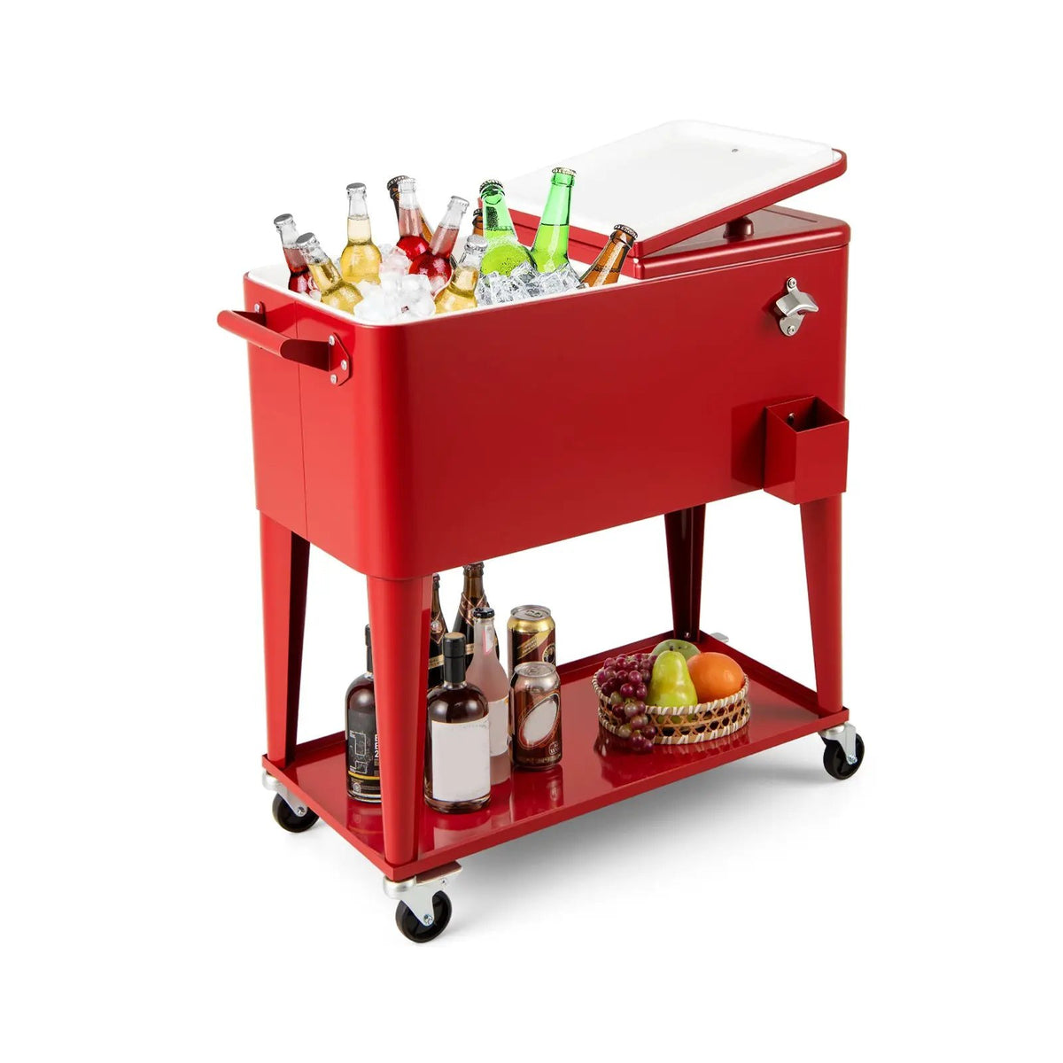 Portable Patio Cooler with Bottom Storage Shelf and Bottle Opener by DirectDeals
