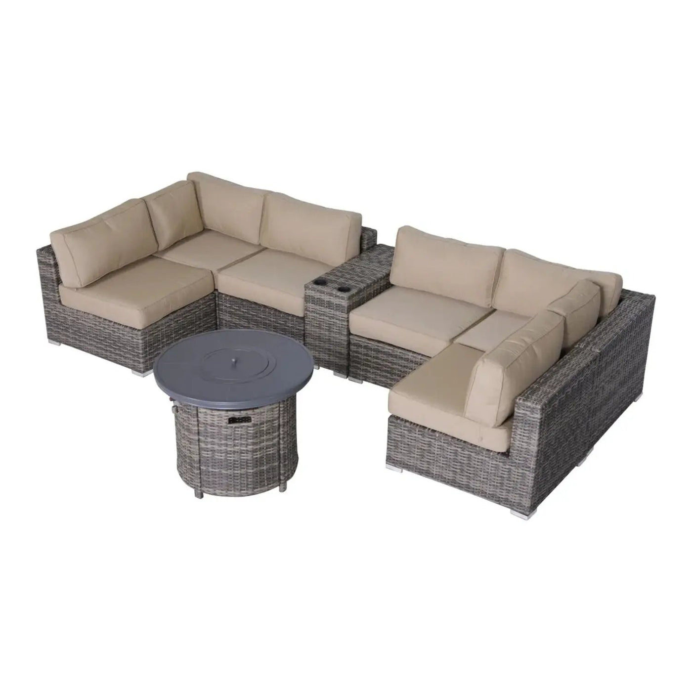 Wicker Outdoor Lounge Set With Cushions And Fire Pit by HouseOfZazla