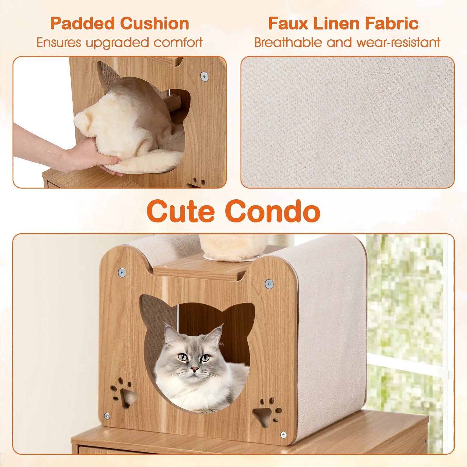 101 Inch Floor to Ceiling Cat Tree Height Adjustable with Litter Box Enclosure-Brown by DirectDeals